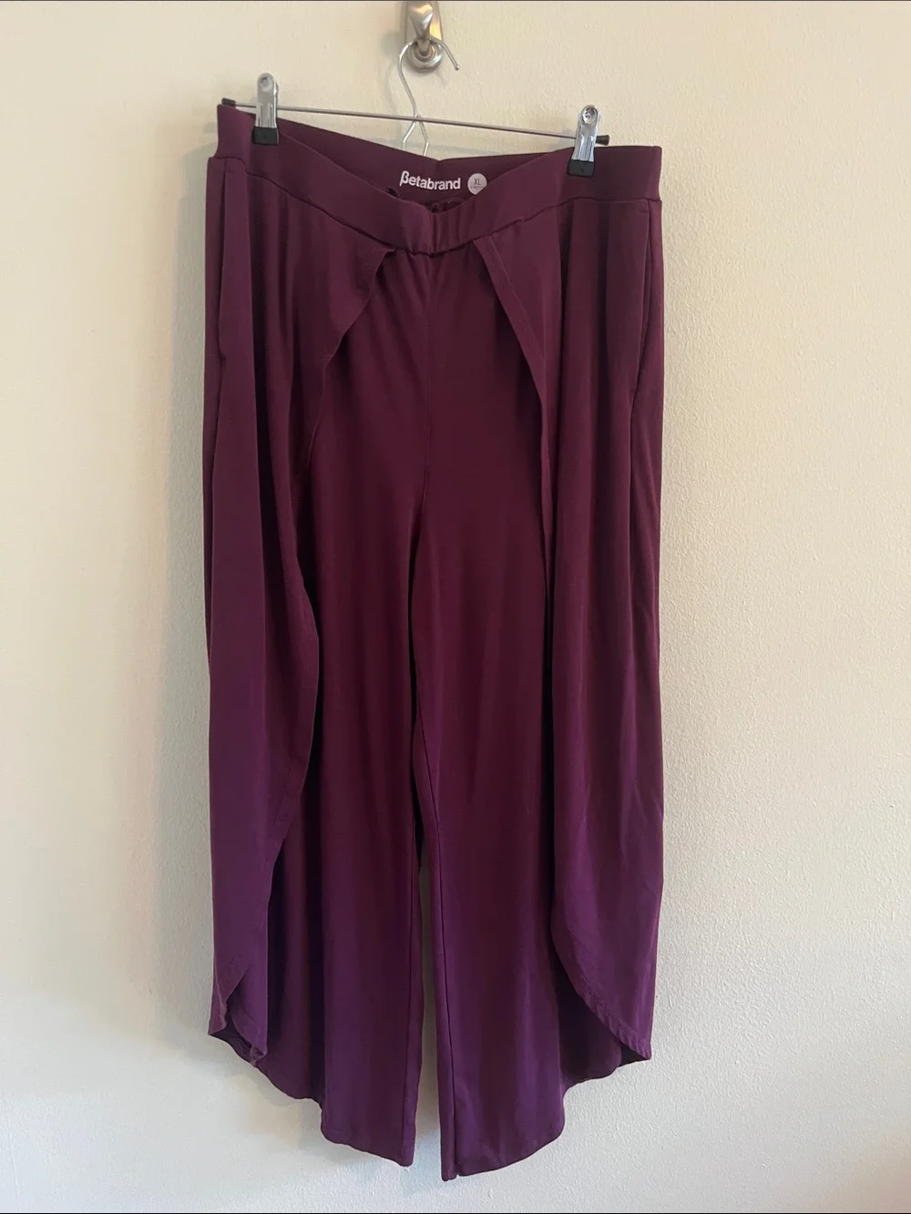 Betabrand Plum Wide-Leg Draped Palazzo Pants